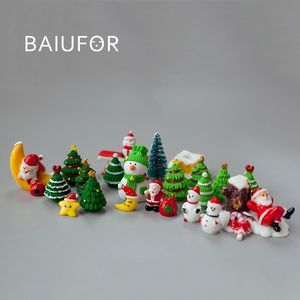 Baiufor Miniature Christmas Tree Santa Claus Snowmen Gift Box Terrarium Accessories Fairy Garden Fompurines Dovel Y201020