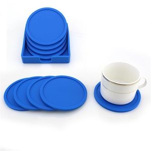 4st Set Round Heat Resistant Silicone Mat Isolation Placemat Drink Mug Coasters Coffee Mat Non Slip Pad Drink Holder T200703