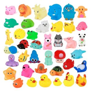 10PcsSet Cute Baby Bath Toys Wash Play Animals Soft Rubber Float Sqeeze Sound toys for baby GYH 220531