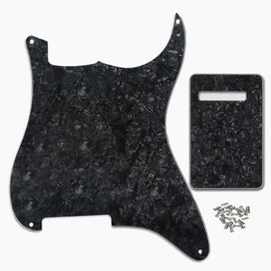 4 Hole ST Guitar Pickguard Custom Blank Material Scratch Plate with Screws for Guitar Accessories Black Pearl 4Ply
