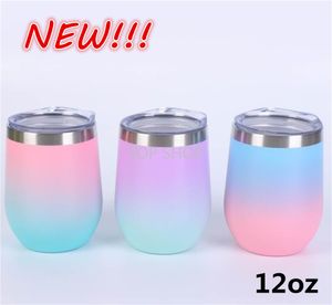 NEW 12 Cup Stainless Steel Tumblers 12oz Double Wall Vacuum Large Capacity Sports Mugs Wine Beer Travel Egg Cups Fast Delivery EE