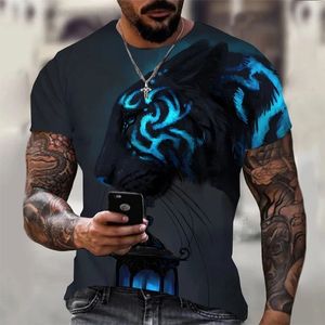 Летняя мужская футболка для животных футболка секс забавные зверя глаза 3D печатная футболка хип -хоп крутой мужская одежда топы 220704