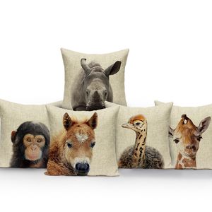 Pillow Case Animals Monkey Deer Lion Pattern Cushion Cover Polyester Tiger Pillowcase Home Decor Throw Pillow For Sofa Seat 220714