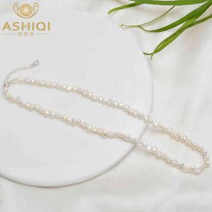 Ashiqi Natural Freshwater Pearl Choker Necklace Women for Women Wedding 925 Silver Clasp Wholesale 2022 Trend