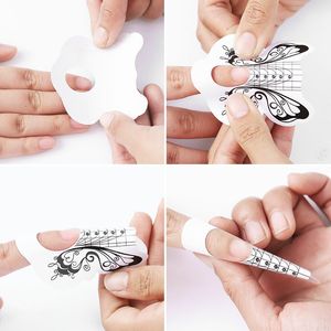 Professionelle 100 Stücke Nail Art Erweiterung Formen Aufkleber UV Gel Gebäude Selbstklebende Maniküre Guide Salon Zubehör Werkzeuge NAT039