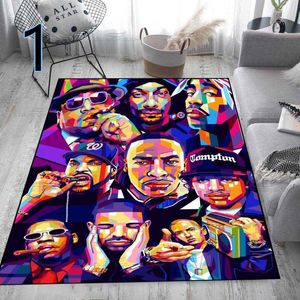 Carpets Hip Hop Legend Star Decorative Carpet Square Singer Flannel Modern Home Living Room Floor Mat Bedroom Rug
