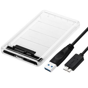 Transparentes 2,5-Zoll-USB-3.0-SATA-Festplattengehäuse, externes Festplattengehäuse, werkzeuglos, 5 Gbit/s, unterstützt 2 TB UASP