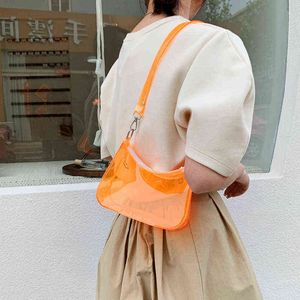 Transparente Taschen Frauen Unterarm Mode Reißverschluss Mini Schulter Handtaschen Tragbare Sommer Beliebte Neue Ankunft Koreanischen Stil Bolsa PVC Y220422