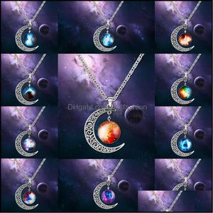 Pendant Necklaces Elements Fashion Korean Jewelry New Vintage Starry Moon Outer Space Universe Gemstone Drop Delivery 2021 P Mjfashion Dh9Lx