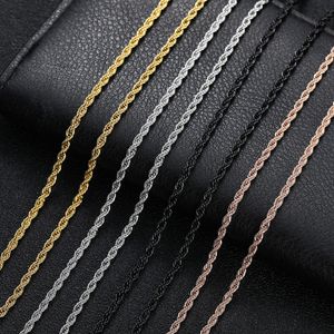 Mens Gold Chains Necklaces Stainless Steel Twist Chain Titanium Steel Black Silver Hip Hop Necklace Jewelry 3mm
