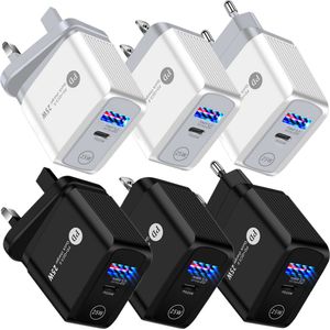 25 Вт 20W 18W PD Тип C USB C Wall Charger 2ports Быстрая зарядка ЕС США UK Power Adapter для iPhone 12 13 14 15 Pro Max Samsung