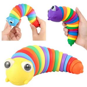 2022 Fidget Toy Slug Party Articulated Flexible 3D Slug Joints Curled Relieve Stress Anti-Anxiety Sensory Toys For Children Aldult B0804