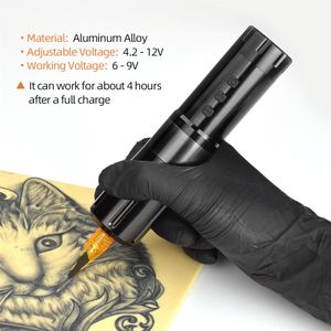 Nieuwe draadloze tattoo machine pen originele draagbare lithium batterij voeding led digitale display tattoo cartridge naalduitrusting244m