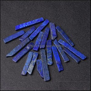 Stone Natural Lapis Lazi Quartz Stick Point Beads Top Borrated Blue Loose Pendant för smycken Making Cirka 2mm Hole Drop D DHSeller2010 DH3XW