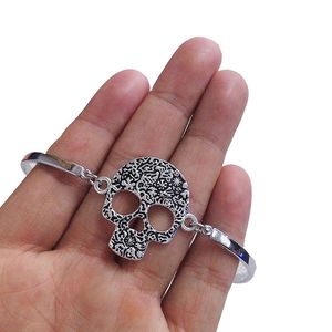 Casual lindo gótico feito à mão fino açúcar crânio manguito pulseira jóias presentes hallowmas pulseiras para mulheres presente masculino