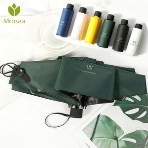 MROSAA Mały Fashion Folding Parasol Rain Dift Dift Men Mani kieszeń Parasol Girls Anti UV Wodoodporne przenośne parasole podróży 210320