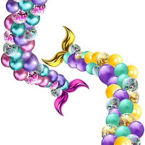 42pcset Mermaid Balloon Garland Birthday Party Decorations Mermaid Tail Balloon Arch Set Wedding Party Home Decoration Air Ball 201203