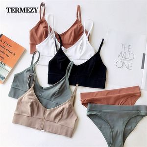 TERMEZY Women Fashion Cotton Lingerie Wireless Bras For Women Push Up Bra Set comfortable Sexy Underwear 220513