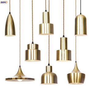 Lampade a sospensione Placcatura in oro Lampada a LED Cafe Cucina Sala da pranzo Camera da letto E27 E26 Nordic Modern Hanging Light Luminaria SuspensionPendant