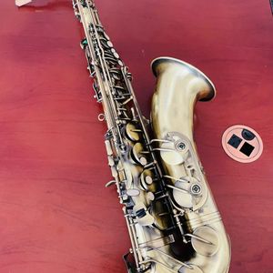 Classic Retro B-Tune Professional Tenor Saxophone Antique Borsted Craft Nostalgic Matt Double Rib förstärkning Tenor Sax