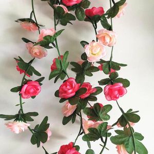 Orchideengirlanden großhandel-Dekorative Blumen Kränze Rose künstliche Blattgirland