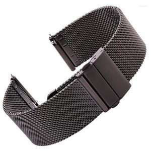 Titta på band Milanese rostfritt stål armband silver svarta kvinnor män rem 16mm - 24mm metallklockband distribution Claspwatch Hele22