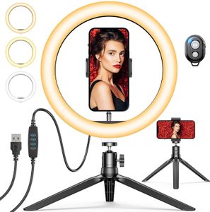 Ring Light Desktop Selfie Lights Tripods Monopods Tillbehör Kameror Foto Stabil stativ och 360 ° av fri rotation Universal gooseneck telefonhållare