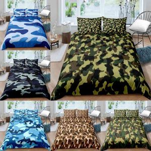 Juego de cama de camuflaje militar, colchas suaves para ropa de cama, funda nórdica cómoda de 2/3 uds con funda de almohada