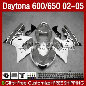 Kit de carenagens para Daytona 650 600 CC 02 03 04 05 Carroceria Cinza branco 132No.