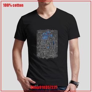 T-shirt maschile Robot Project Blue V-Neck T-shirt Est Fashion Tops 2022 Summer Sumpi di grandi dimensioni accoglienti e traspiranti camicia per giovane camicetta