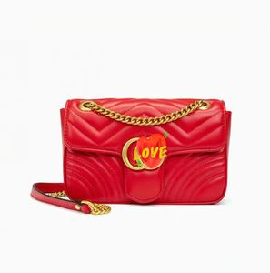 Venda quente ouro 2G amor coração mulheres sacos de ombro bolsa bolsa de bolsa de viagem com cartão de pó de couro superior moda menina menina linda presente g905 vermelho preto branco rosa