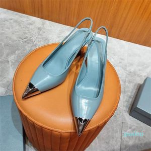 Mode-Geklede Schoenen Lente Zomer Hoge Hakken Casual Voor Vrouwen Metalen Puntschoen Pumps Leer Chaussure Femme