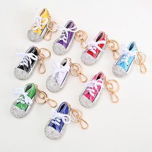 Ringue de shinestone Sapatos Keychains Anéis masculinos Mulheres Chaves de carro Acessórios de joias de jóias Design de moda pingente de cadeias -chave para meninas fofas de bolsa bugiganga presente