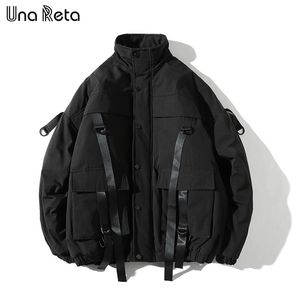 Una reta Winter Jacket Coats Men Casual Wetredbreaker Jackets Mens Plus Plus Size Hip Hop Bangage Design Coats Man Streetwear 201127