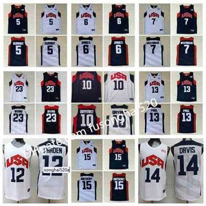 Mens Basketball 2012 Team Jersey USA Kevin 5 Durant LeBron 6 James 12 Harden Russell 7 Westbrook Chris 13 Paul Deron 8 Williams Anth camisas