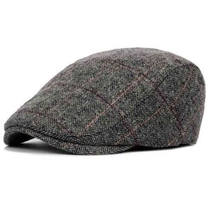 2017 Nowe grubsze ciepłe mężczyźni kobiety berety casual brytyjska wełna w kratę beret beret dopasowana czapka bonias dla mężczyzn zimowa jesień J220722