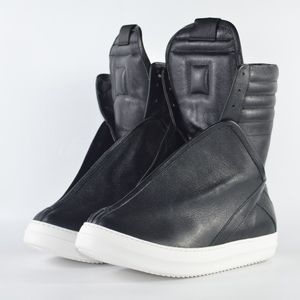 High Top Men Boots Genuine Leather Big Size Men Fashion Sneakers Dark Black Street Style Shoes