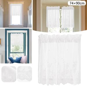 Curtain & Drapes Room Lace Floral Curtains Kitchen Coffee Bedroom Rod Short Black 2 Panels SetsCurtain