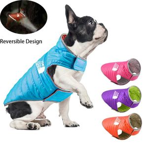 Köpek Giyim Tersinir Pet Katlar Ceket Kış Kıyafetleri Çift Renkler Yansıtıcı Su Geçirmez Köpekleri Küçük Büyük Pugdog