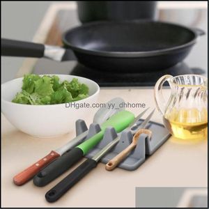 Other Kitchen Tools Kitchen Dining Bar Home Garden Sile Rack Spoon Mat Solid Color Woman Man Storage Convenient Docking Stand Supplies Mt