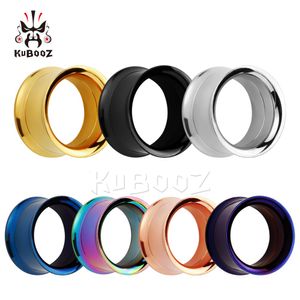 KUBOOZ Stainless Steel 7 Colors Ear Tunnels Gauges Ring Stretchers Expanders Plugs Piercing Body Jewelry 6-25mm 100pcs