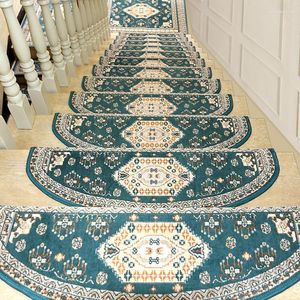 Carpets European Style Jacquard Stair Mat Home Decor Modern Step Carpet Concise Self-Adhesive Stairway Rug Anti-Slip Wood Full Blanket