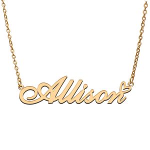 Allison Name Necklaces for Women Love Heart Gold Nameplate Pendant Girl Stainless Steel Nameplated Girlfriend Birthday Christmas Statement Jewelry Gift