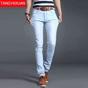 Men Stretch Skinny Jeans Male Designer Brand Super Elastic Straight Trousers Jeans Slim Fit Fashion Denim Jeans for Male, Blue G0104