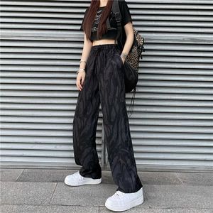 Pantaloni da donna Capris YBYR Moda a vita alta Streetwear Gamba larga Donna Cool Black Casual Harajuku Punk Pantaloni larghi in chiffon 2022