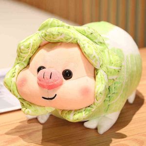 Niedliche Gemüsefee kuschelt japanisches Kohlschwein, flauschiges weiches Schweinchenkissen für Kinder, Babys, Mädchen, Geschenke, J220704