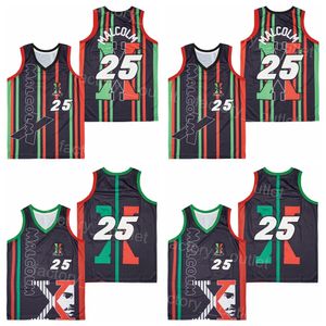 Filmfilm basket 25 Malcolm X Jersey 1992 Power All Stitched Hip Hop for Sport Fans Team Color Black Embroidery Hiphop Breattable University Pure Cotton High