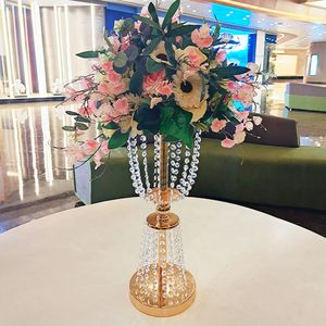 decoration New gold silver waist acrylic crystal vase road lead wedding venue decoration props center pieces flower stand ornaments imake344
