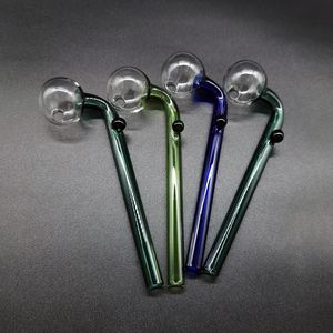 QBsomK Curved Glass Oljebrännare Rör Färgad Clear 2 Style Ball OD 30mm Tube Diameter 10mm med färgstark konsol för rökning Vatten Handrör Bubbler Dab Rig