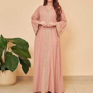 Casual Dresses Dress For Women Elegant Ethnic Embroidery Gilding Jalabiya Muslim Dubai Arabic Moroccan Kaftan Robe Female ClothingCasual